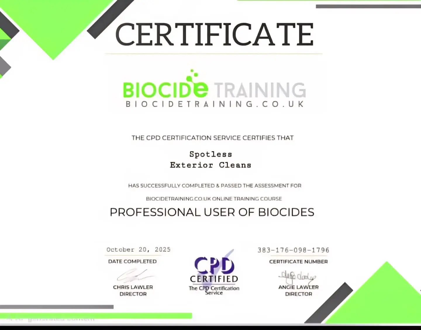 Biocide Certificate