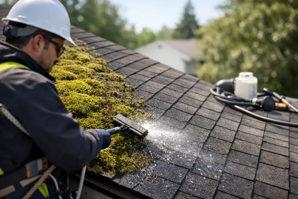 How to Remove Roof Moss Safely Without Damage